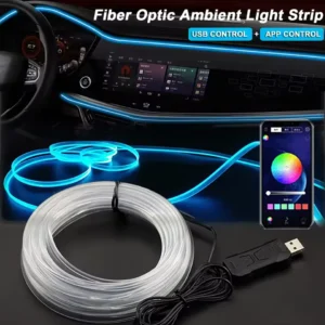Bande lumineuse LED ambiante intérieure de voiture RVB, USB invisible, fibre optique, lampe de escale, prise en charge de la commande