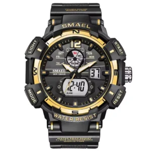 SMAEL 8045 multi fonctionnel étanche sport double affichage montre à Quartz électronique Cool antichoc montre électronique